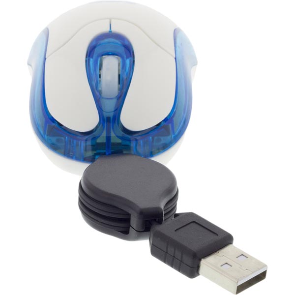 Parco optinen minihiiri, 800 DPI, 0.7m, USB, sinivalkoinen